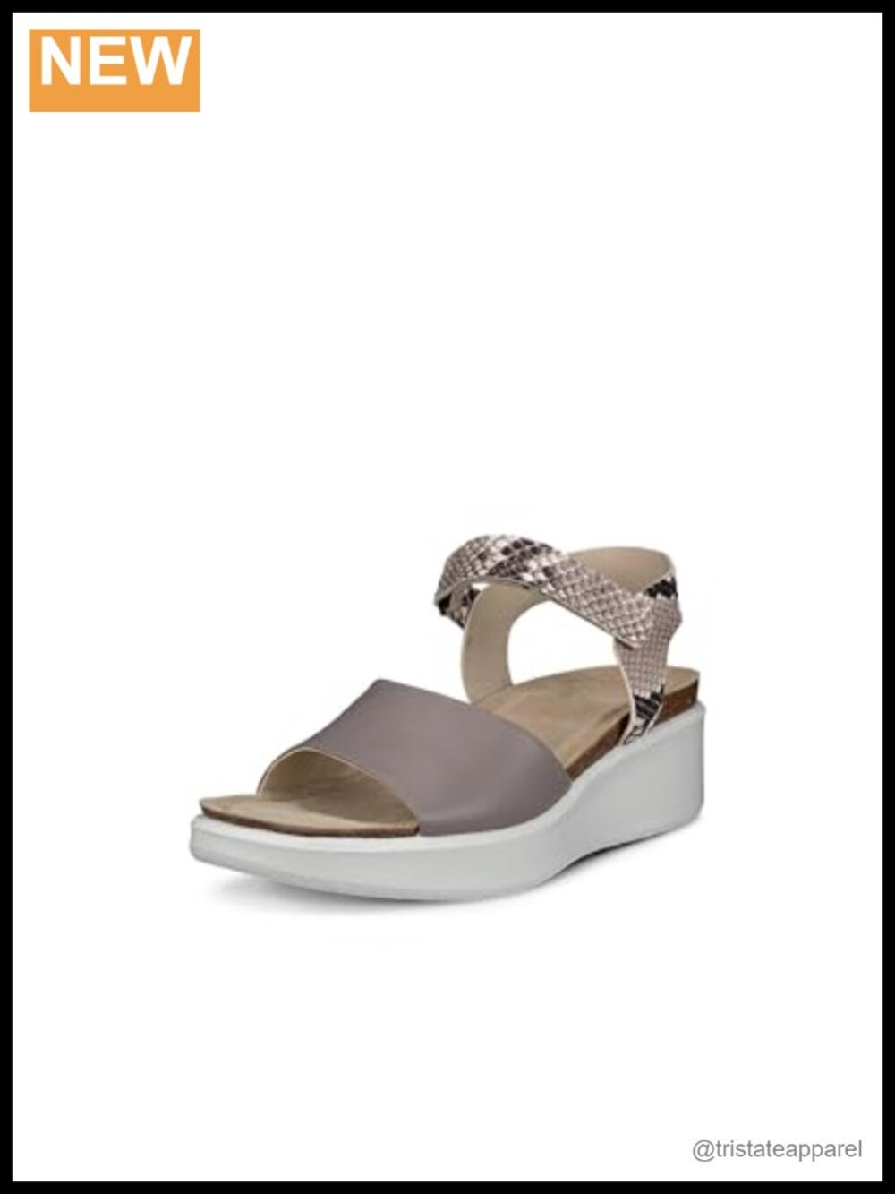 Leather wedge sandal with ankle strap
